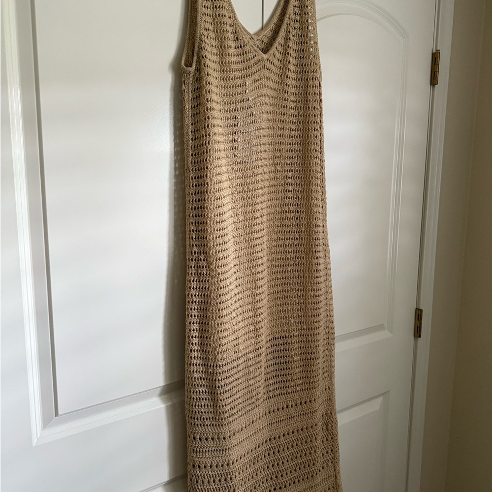 Tommy Bahama Beige Crochet Maxi Dress